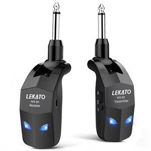 Lekato Wireless Guitar System 2.4Ghz Transmitter Receiver For Electric Guitar Wireless Built-In Rechargeable