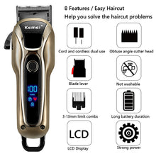 Professional Barber Hair Clipper Rechargeable Electric Finish Cutting Machine Beard Trimmer Shaver Cordless Corded